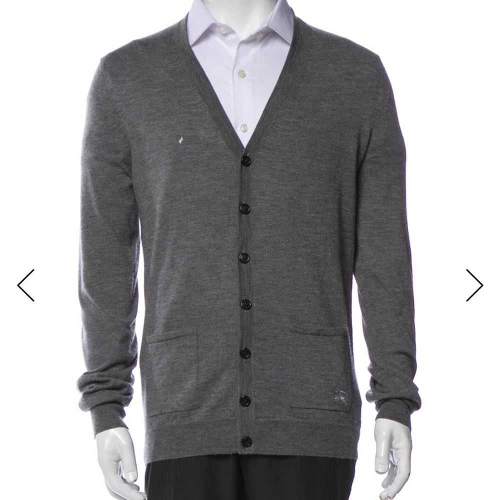 Burberry London Cashmere V-Neck Cardigan — Size S, Grey